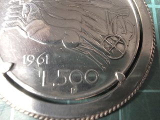 moneta 500 lire argento Unità Italia montata