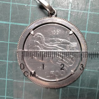 moneta 500 lire argento Unità Italia montata