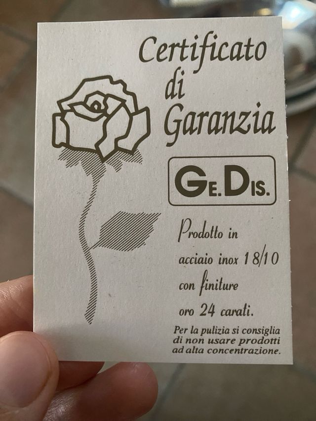 Set acciaio 18/10 e oro 24k con certificato