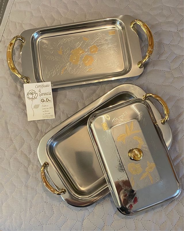 Set acciaio 18/10 e oro 24k con certificato