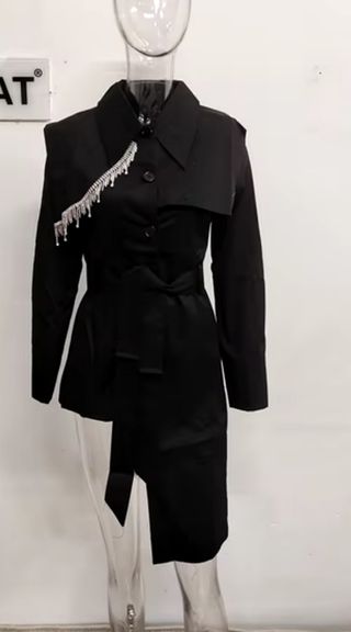 Cazadora, blazer gabardina negra asime
