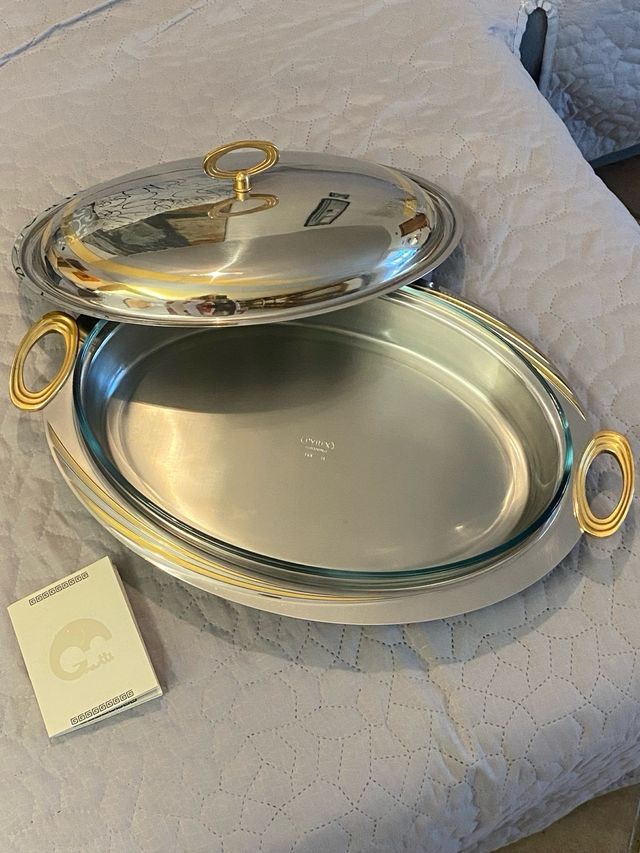 Vassoio silver-plated e oro 24k