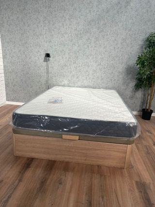 CAMA CANAPÉ MADERA + COLCHON VISCO NUEVO 135 y 150
