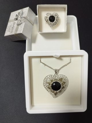 Collar y anillo plata con Ónix negro
