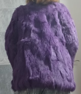Chaquetón pelo de conejo morado M