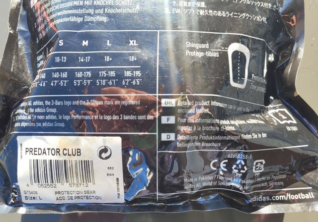 Espinilleras fútbol: Adidas Predator talla L