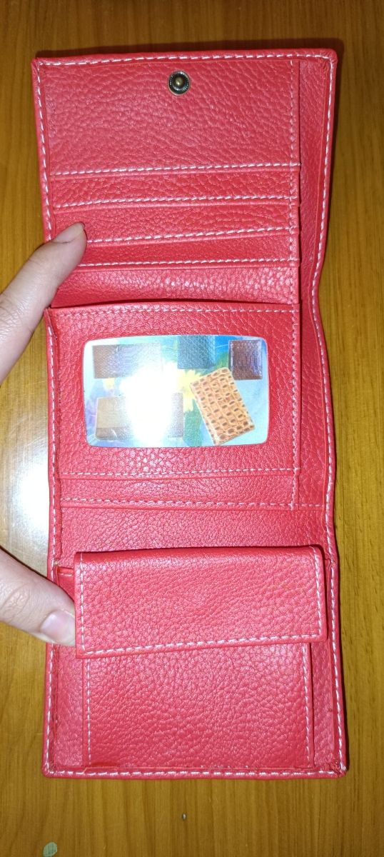Monedero/cartera de piel rojo