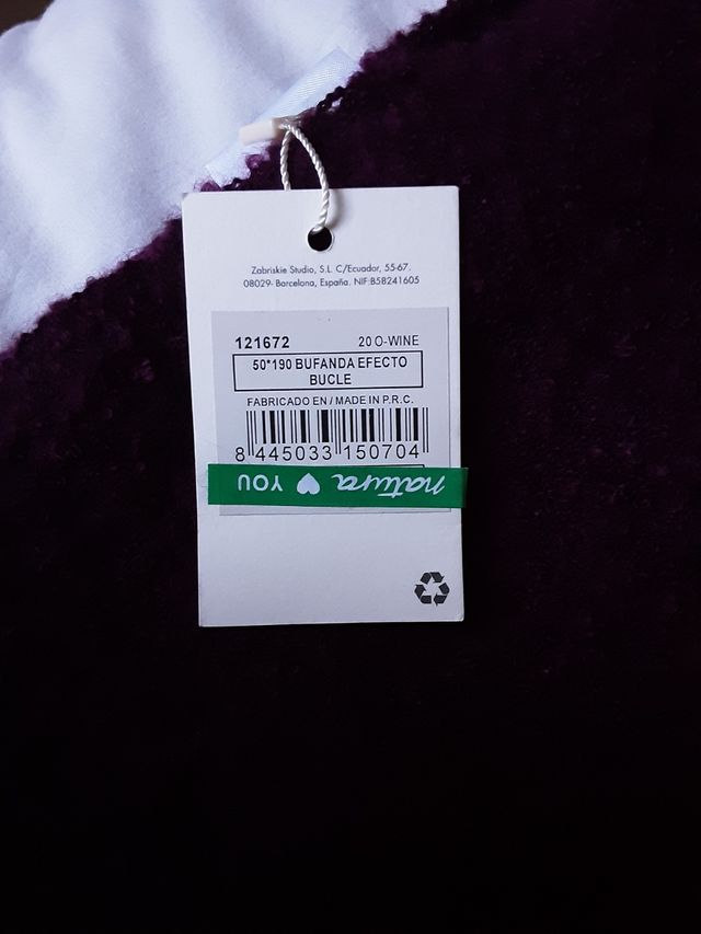 Bufanda echarpe color vino. 