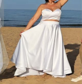 Vestido de novia raso blanco