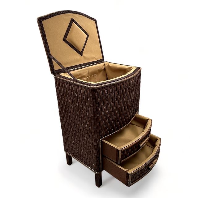 Costurero de Mimbre con Dos Cajones Artesanal