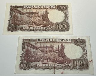 2 billetes 100 pesetas 1970 M. De Falla 1970