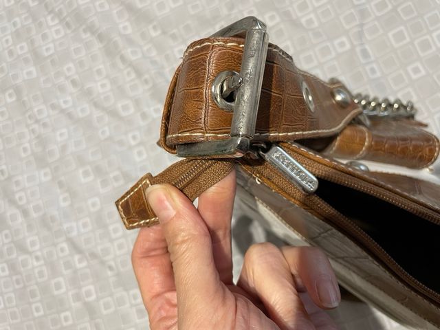 Bolso mujer, de polipiel color blanco y marron