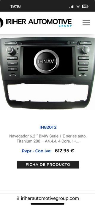 Navegador 6,2 p. Bmw serie 1 e87, e82