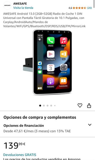 Pantalla tactil coche
