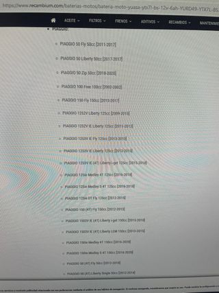 Bateria YTX7L-BS grupo Piaggio