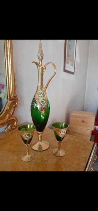 Brocca con bicchieri vetro di Murano