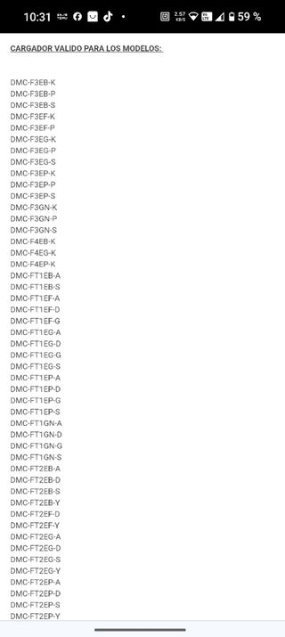 Cargador+batería Panasonic Lumix DE-A60