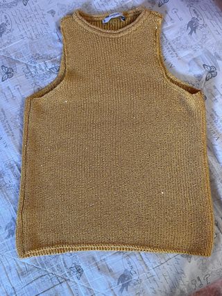 Jersey sin mangas con lentejuelas