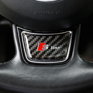 Emblema S Line negro carbono para volante de Audi