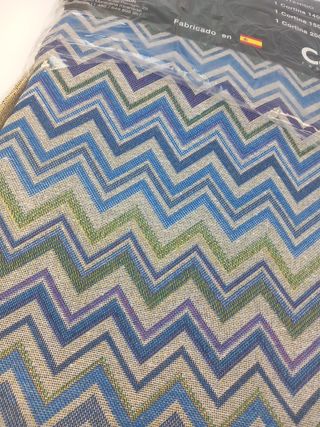 Cortina beig y azul,lista para colgar,ENVIOGRATIS