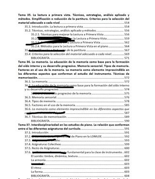 TEMARIO de PIANO para OPOSICIONES