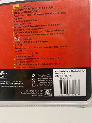 THE SIMPSONS SET DESPERTADOR Y CALCULADORA 2007