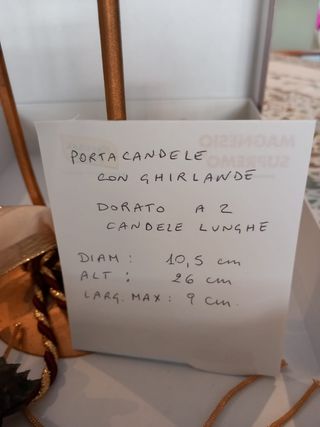 Portacandele dorato con ghirlande 