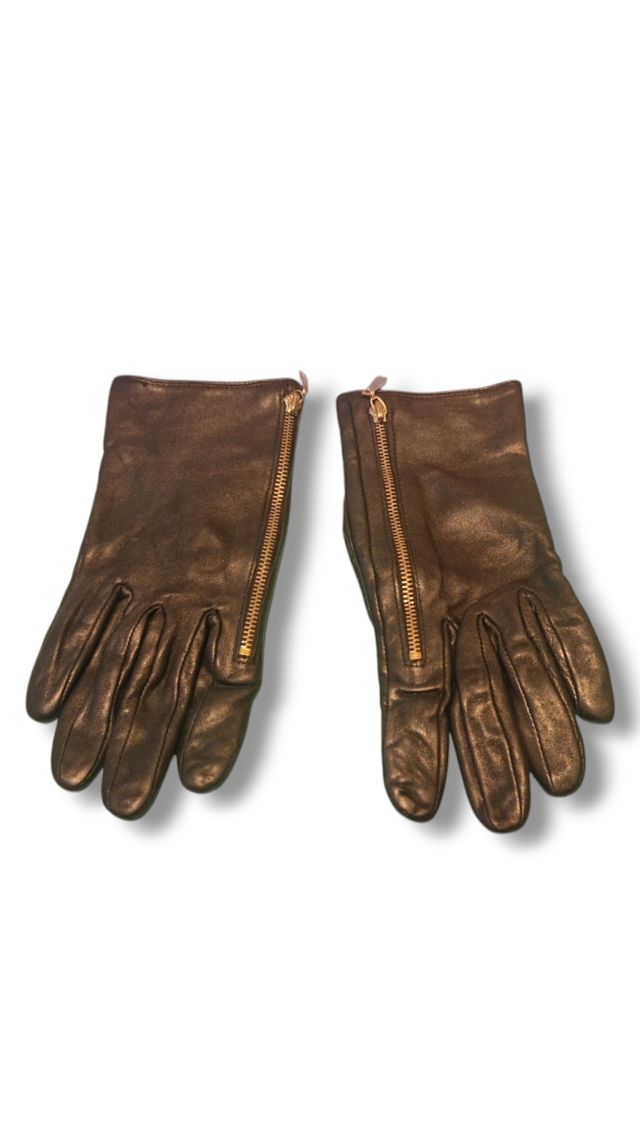 Guanti neri pelle con cerniera