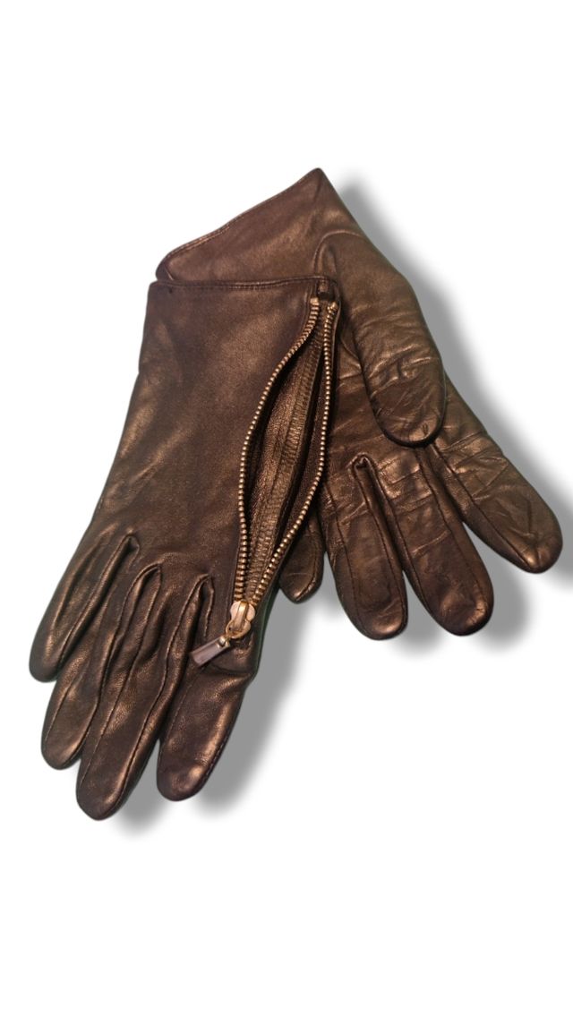 Guanti neri pelle con cerniera