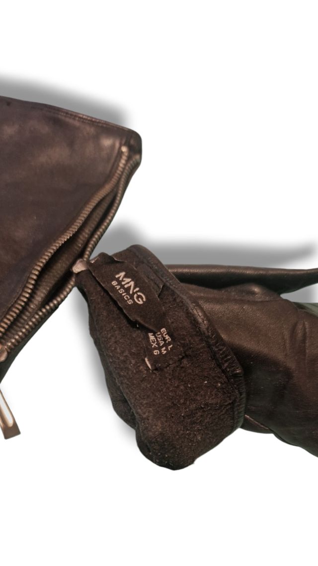 Guanti neri pelle con cerniera