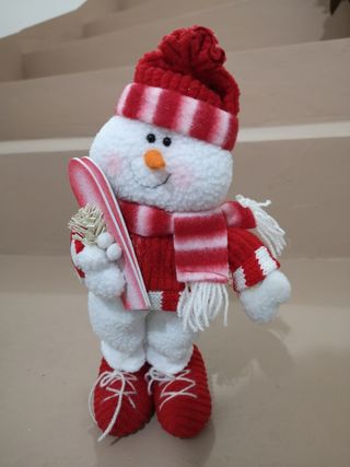 Pupazzo di neve con scii