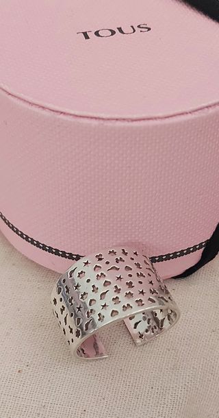 Anillo ancho plata de ley abierto Tous,No es negoc