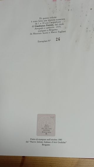 "Storia dell'incisione moderna" Copia numerata