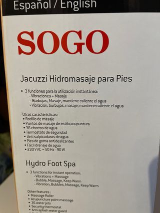 Hidromasaje pies SOGO