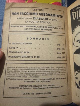 8 fumetti Diabolik anni ‘80