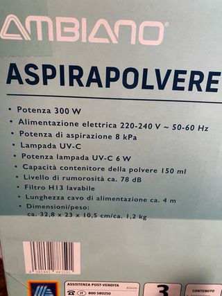 vacuum cleaner /Aspirapolvere /Mites spores dust