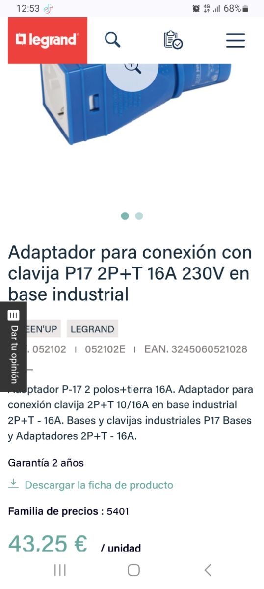 LEGRAND 521 02 ADAPTADOR 400V / 230V 