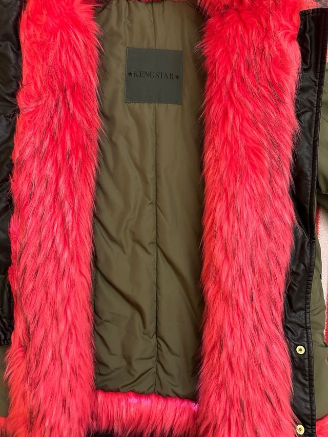 Giubbotto-Parka verde militare e fucsia