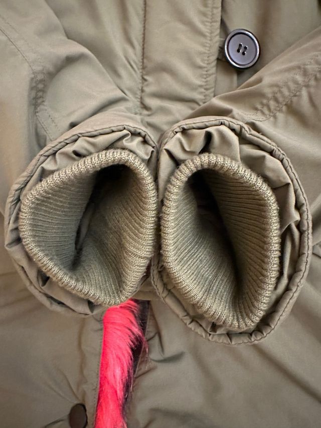 Giubbotto-Parka verde militare e fucsia