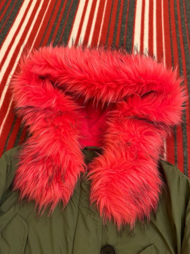 Giubbotto-Parka verde militare e fucsia