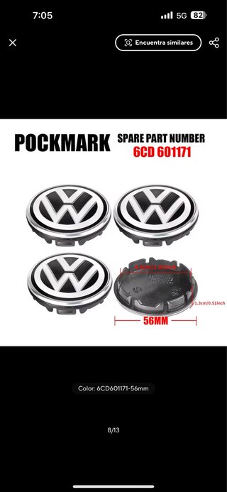 Tapas llanta Volkswagen 56mm