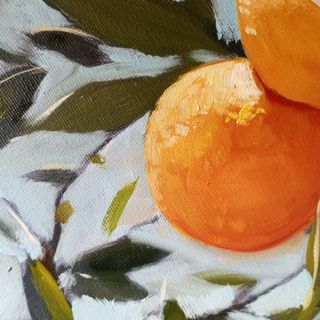 Cuadro óleo redondo Naranjas