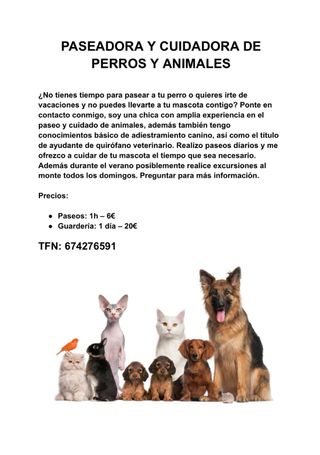 Paseadora y cuidadora de perros y mascotas