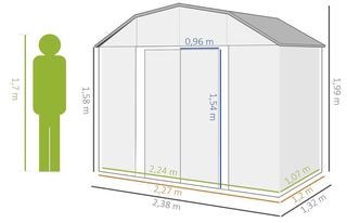 Cobertizo curvado gris 238x132cm NUEVO