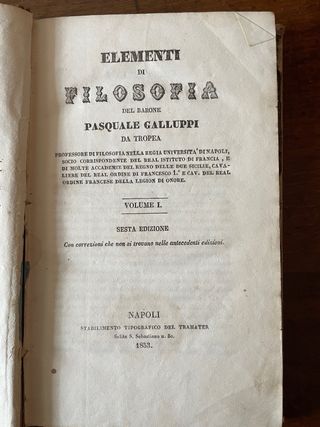 Antichi libri di filosofia 2 volumi Galluppi