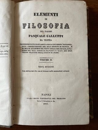 Antichi libri di filosofia 2 volumi Galluppi