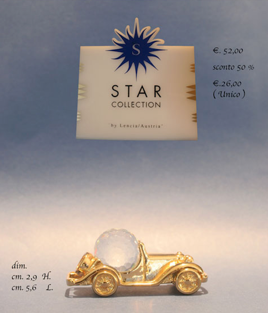 AUTO D'EPOCA IN CRISTALLO AUSTRIACO, BAGNO ORO