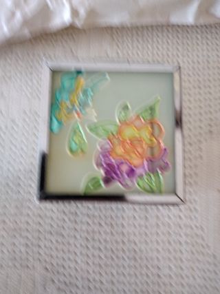 Scatolina portagioie vetro/metallo decorata 