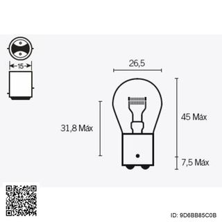 Bombilla V PARTS 6V21/5W para moto, quad 9D6B