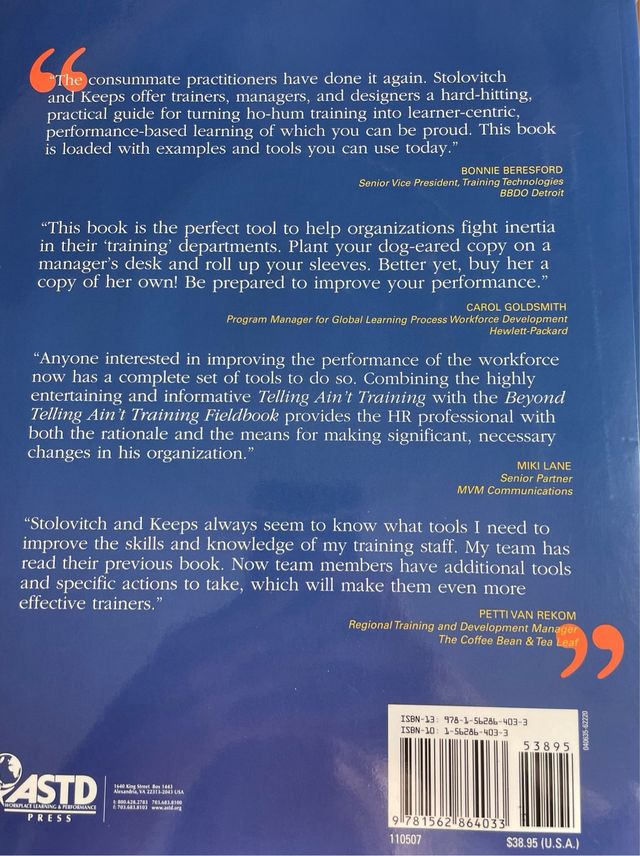 Beyond Telling Ain't Training Fieldbook